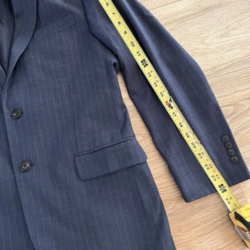 Jos A Bank Men's Brrr Comfort Plaid 40R Blazer Jacket Wool Spandex Stretch Blue - Picture 7 of 10